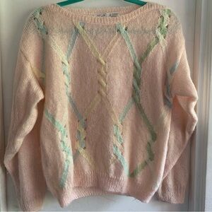 Vintage size small pastel fuzzy boatneck sweater